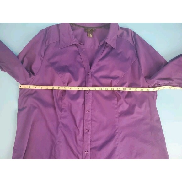 Womens Sz 24 Button Front Blouse Long Sleeve Purple Lane Bryant - Picture 11 of 11